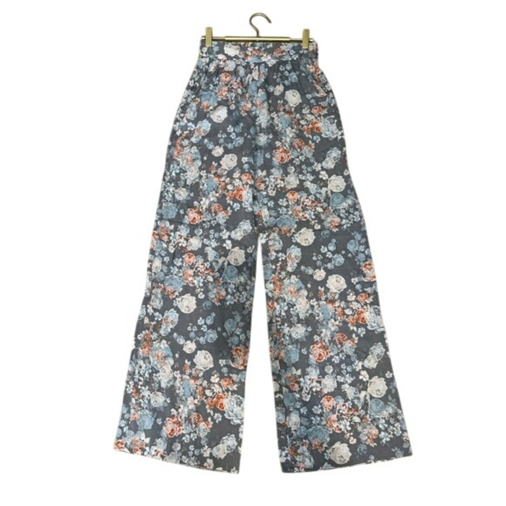 BCBGeneration Slate Gray Floral Wide Leg Palazzo Pants XXS pNew With Tags